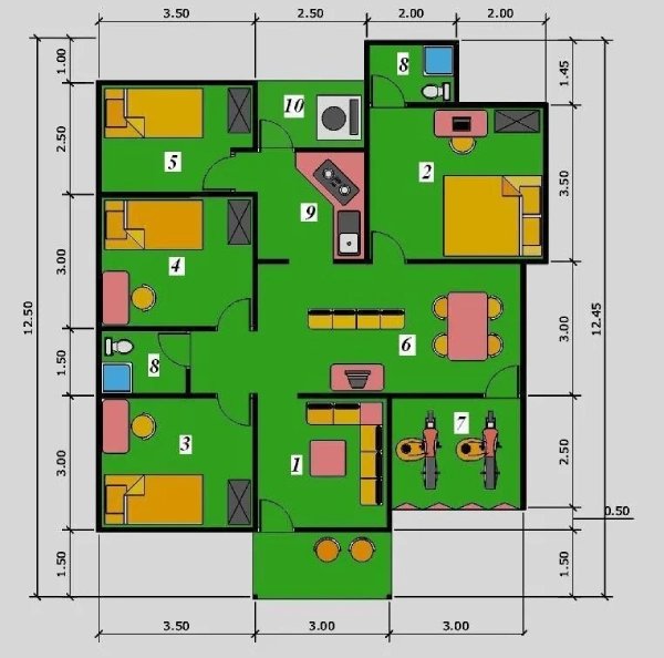 Denah Rumah 10x15 1 Lantai
