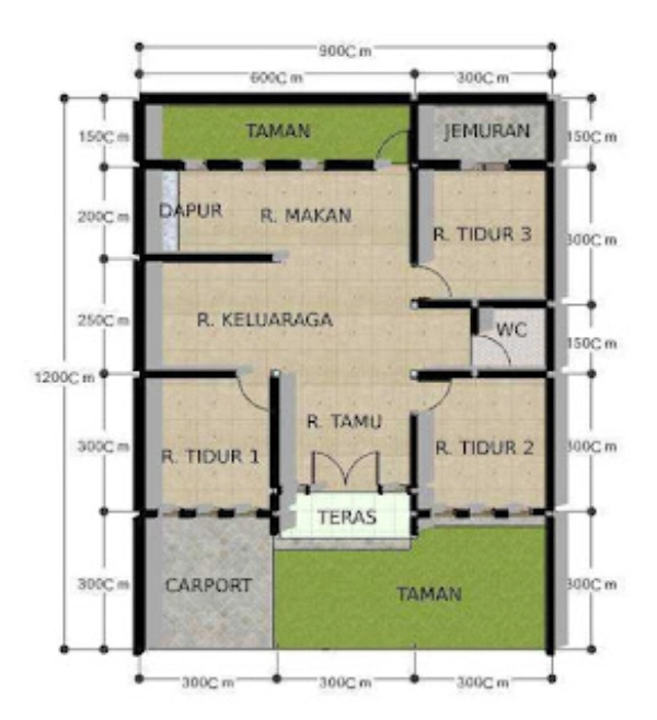 Denah Rumah Ukuran 6x8