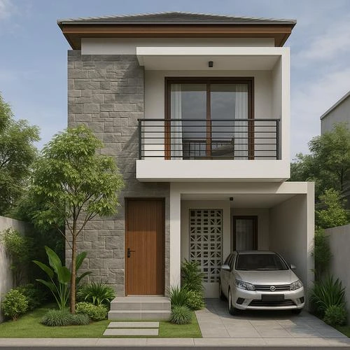Tampak Depan Rumah 6x10 2 Lantai yang Elegan dan Menarik