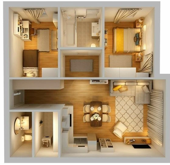 Inspirasi Denah Desain Rumah 6x8 Kamar 2