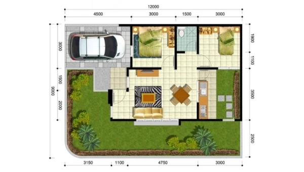 Denah Rumah Ukuran 6x8