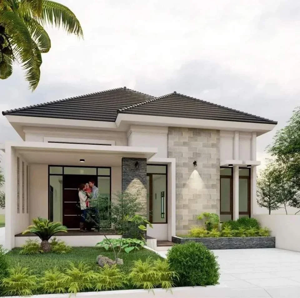 tampak depan rumah warna putih